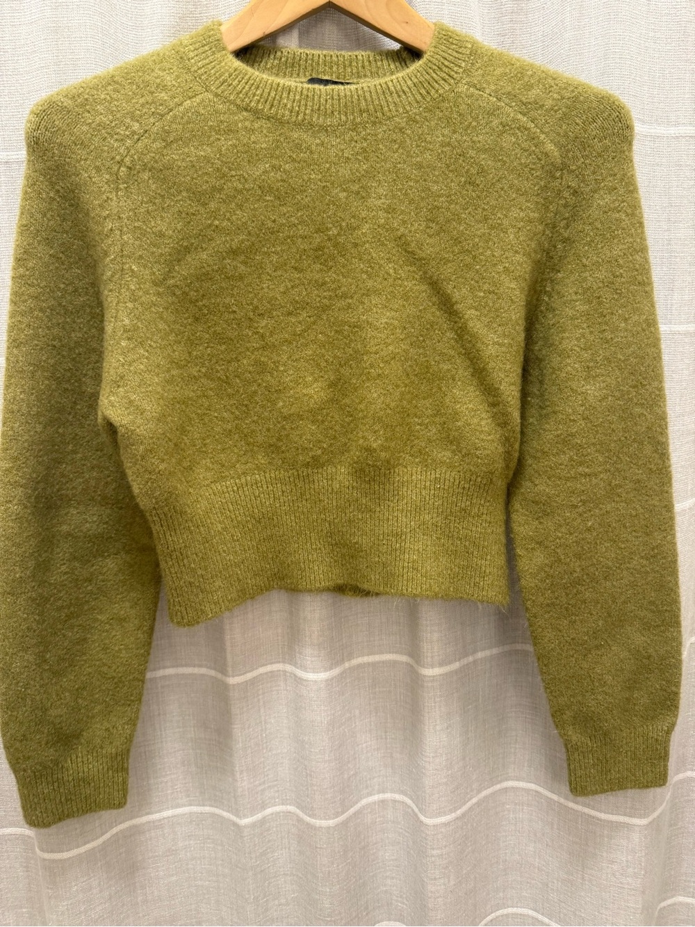 Zara Olive Crewneck Cropped Sweater